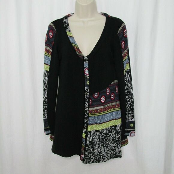 Aventures des Toiles Boho Sweater Sz 38 8 Cardigan Eclectic Art to Wear Artsy - Picture 3 of 9